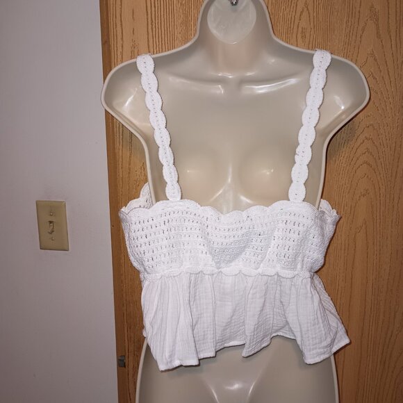 NEW Forever 21 Woven Peplum Womens Juniors Sweetheart Neck Sleeveless Tank Top M - Picture 6 of 8